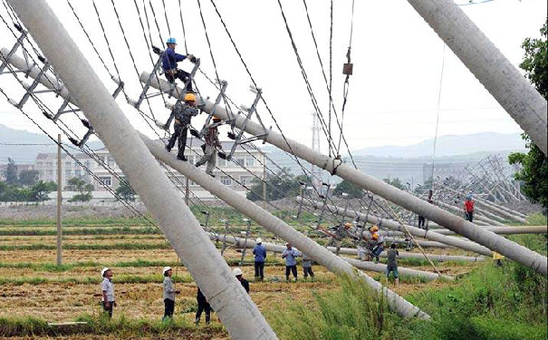 A group of people working on a power lineDescription automatically generated