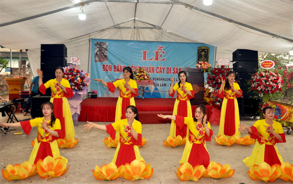 A group of people in colorful dresses dancing on a stageDescription automatically generated with low confidence