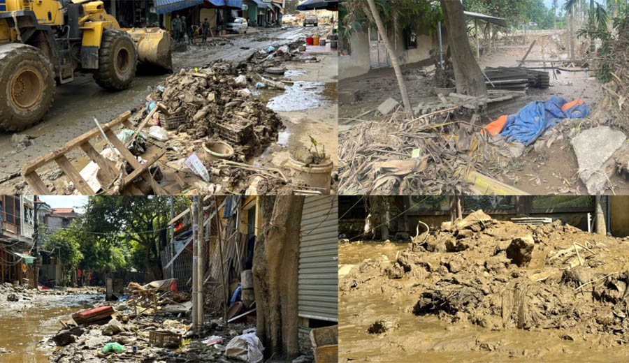A collage of several images of a flooded streetAI-generated content may be incorrect.